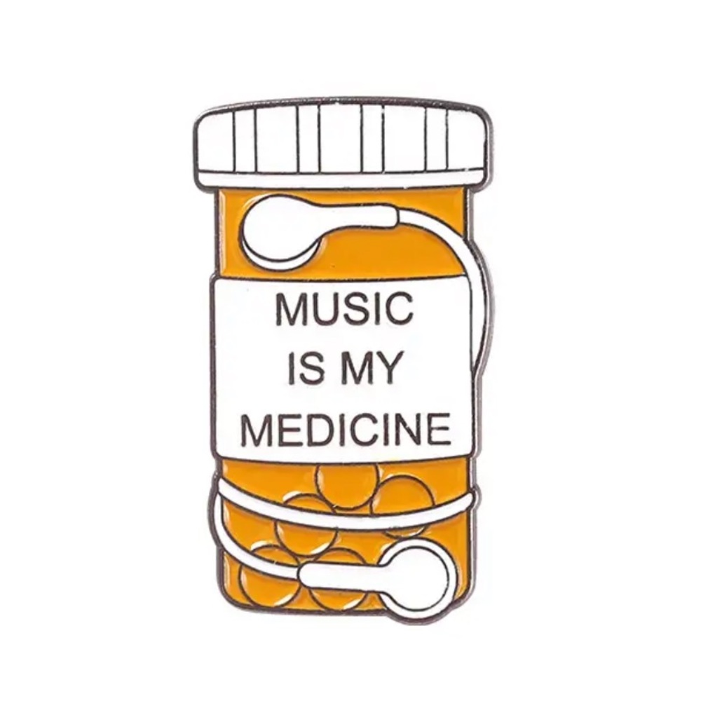 Music is Medicine Enamel Pin Musical Self Care Pill Jar Pharmacy Student Brooch